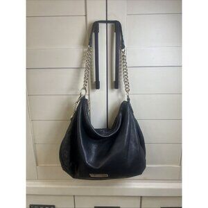 Vintage DKNY Black Leather Hobo Bag Soft Gold Handbag Y2K Purse Shoulder Bag